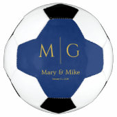 Elegantes Monogramm-Paar Name Navy Fußball (Vorderseite)