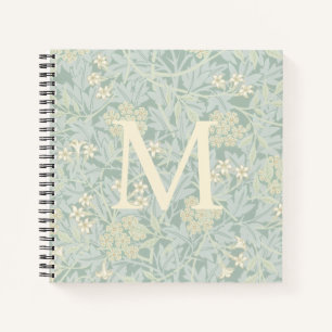 Elegantes Monogramm Pastellgrün Jasmin Floral Notizblock