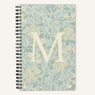 Elegantes Monogramm Pastellgrün Jasmin Floral Notizblock