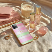 Elegantes Monogramm Pastellrosa und Grün  Case-Mate iPhone Hülle