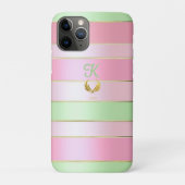 Elegantes Monogramm Pastellrosa und Grün  Case-Mate iPhone Hülle (Rückseite)