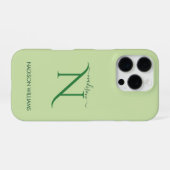 Elegantes Monogramm Personalisiert hellgrün iPhone Hülle (Rückseite (Horizontal))