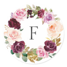 Elegantes Monogramm Pflaume Lila Herbst Blumenhoch