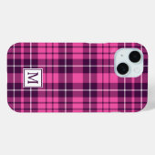 Elegantes Monogramm Pink Kariert Case-Mate iPhone Hülle (Rückseite (Horizontal))