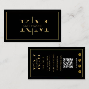 Elegantes Monogramm Professional Schwarz Gold Mark Visitenkarte