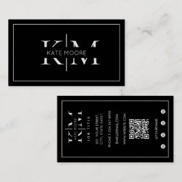 Elegantes Monogramm Professional Schwarz Weiß Mode Visitenkarte