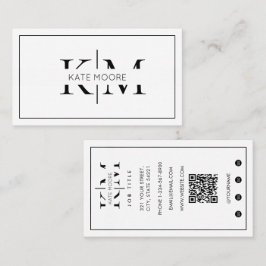 Elegantes Monogramm Professional Schwarz Weiß Mode Visitenkarte