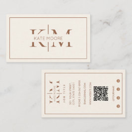 Elegantes Monogramm Professionell Braun Elfenbein  Visitenkarte