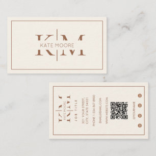 Elegantes Monogramm Professionell Braun Elfenbein  Visitenkarte
