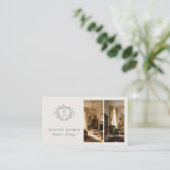 Elegantes Monogramm-QR-Code Inneneinrichter Visitenkarte (Stehend Vorderseite)