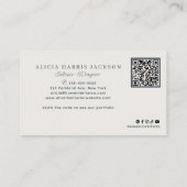 Elegantes Monogramm-QR-Code Inneneinrichter Visitenkarte (Rückseite)