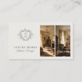 Elegantes Monogramm-QR-Code Inneneinrichter Visitenkarte (Vorderseite)