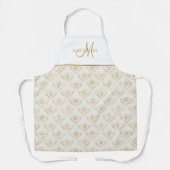 Elegantes Monogramm, Queen Bee, Cream und Gold Schürze (Vorderseite)