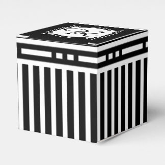 Elegantes Monogramm R Streifen Schwarz/Weiß Geschenkschachtel