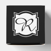 Elegantes Monogramm R Streifen Schwarz/Weiß Geschenkschachtel (Oben)