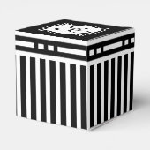 Elegantes Monogramm R Streifen Schwarz/Weiß Geschenkschachtel (Rückseite)