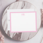 Elegantes Monogramm Rosa Border Minimalistisch Mitteilungskarte