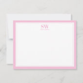 Elegantes Monogramm Rosa Border Minimalistisch Mitteilungskarte (Vorderseite)