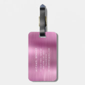Elegantes Monogramm Rosa Gebürstetes Metall Gepäckanhänger (Rückseite vertikal)