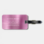 Elegantes Monogramm Rosa Gebürstetes Metall Gepäckanhänger (Rückseite horizontal)