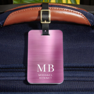 Elegantes Monogramm Rosa Gepäckanhänger