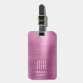 Elegantes Monogramm Rosa Gepäckanhänger (Vorderseite vertikal)