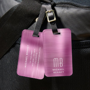 Elegantes Monogramm Rosa Gepäckanhänger