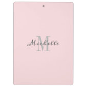 Elegantes Monogramm Rosa Personalisiert Klemmbrett (Rückseite)