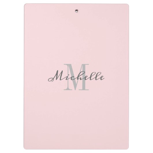 Elegantes Monogramm Rosa Personalisiert Klemmbrett (Rückseite)