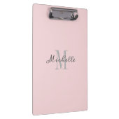 Elegantes Monogramm Rosa Personalisiert Klemmbrett (Rechts)