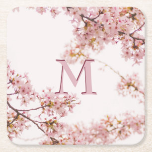 Elegantes Monogramm Rosa Rechteckiger Pappuntersetzer