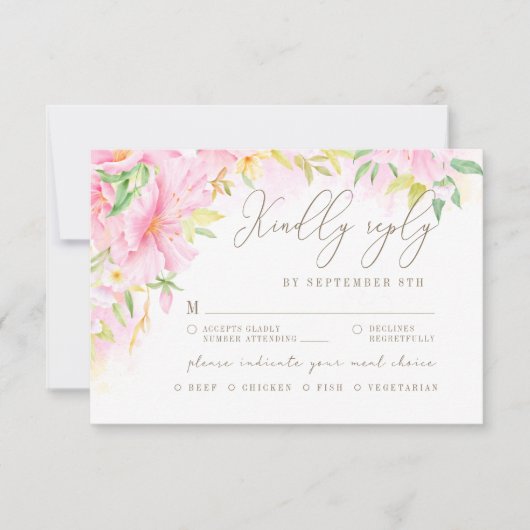 Elegantes Monogramm Rosa Rosa Auswahl RSVP Karte (Vorderseite)