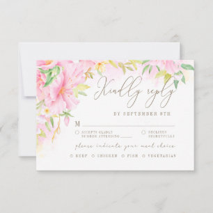 Elegantes Monogramm Rosa Rosa Auswahl RSVP Karte