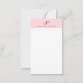 Elegantes Monogramm Rosa Rosa Modernes, einfaches Mitteilungskarte (Vorderseite)