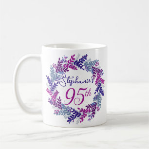 Elegantes Monogramm Rosa und Lila 95. Geburtstag Kaffeetasse