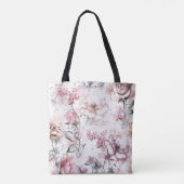 Elegantes Monogramm rosa und Lila florales Botanis Tasche (Rückseite)