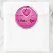 Elegantes Monogramm Rosa und Silber Runder Aufkleber (Tasche)