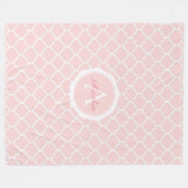 Elegantes Monogramm rosa weißes Muster Fleecedecke (Vorderseite (Horizontal))