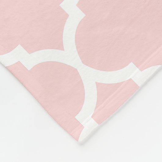 Elegantes Monogramm rosa weißes Muster Fleecedecke (Ecke)