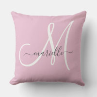 Elegantes Monogramm-Rosa-Wurfkissen