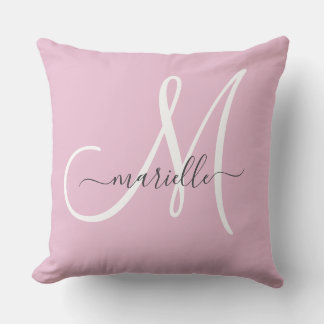 Elegantes Monogramm-Rosa-Wurfkissen Kissen