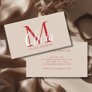 Elegantes Monogramm rosarot rotes professionelles Visitenkarte