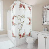 Elegantes Monogramm-Rose-Design Duschvorhang (Beispiel)