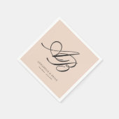Elegantes Monogramm Rosé-Hochzeit Serviette (Ecke)