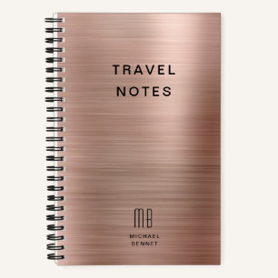 Elegantes Monogramm Roségold Reise Notizblock