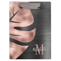 Elegantes Monogramm Roségold Schwarz