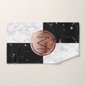 Elegantes Monogramm-Rosen-GoldSchwarz-weißer Badhandtuch Set (Handtuch)