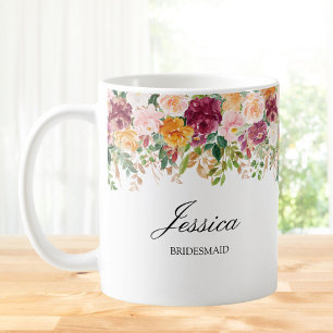 Elegantes Monogramm Rosengarten Florales Brautjung Kaffeetasse