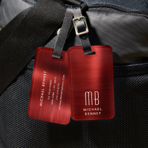 Elegantes Monogramm Rot Gepäckanhänger