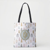 Elegantes Monogramm, rustikaler Winterbaumschulder Tasche (Vorderseite)